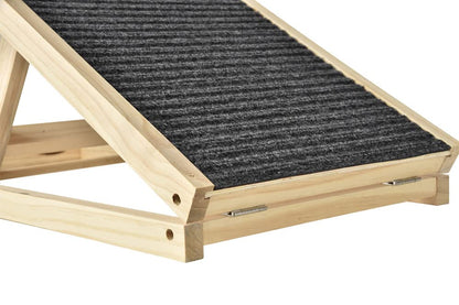 QiMu Solid Wooden Pet Ramp Car Dog Ladder, 2-Height Adjustable w/ Non-slip Carpet Safety Pets, Wooden Dog Ramp Surface Access Stair, Dog Ramp Ladder Cars High Bed, Black, 70x35x30/40cm(LxWxH)