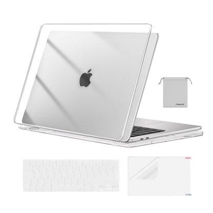 MOSISO Compatible with MacBook Pro 13 inch Case M2 M1 2025 2024-2016 A2338 A2289 A2251 A2159 A1989 A1706 A1708, Plastic Hard Shell Cover &Keyboard Skin&Screen Film&Pouch, Crystal Clear