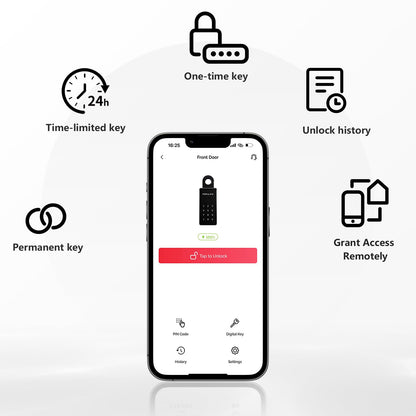 WiFi Lock Box for Outside with Gateway, Remotely Control Smart Key Lock Box, Wireless Lock Box for House Key, Door Handle & Wall Mount Sturdy Alloy Lockbox IP66 Waterproof