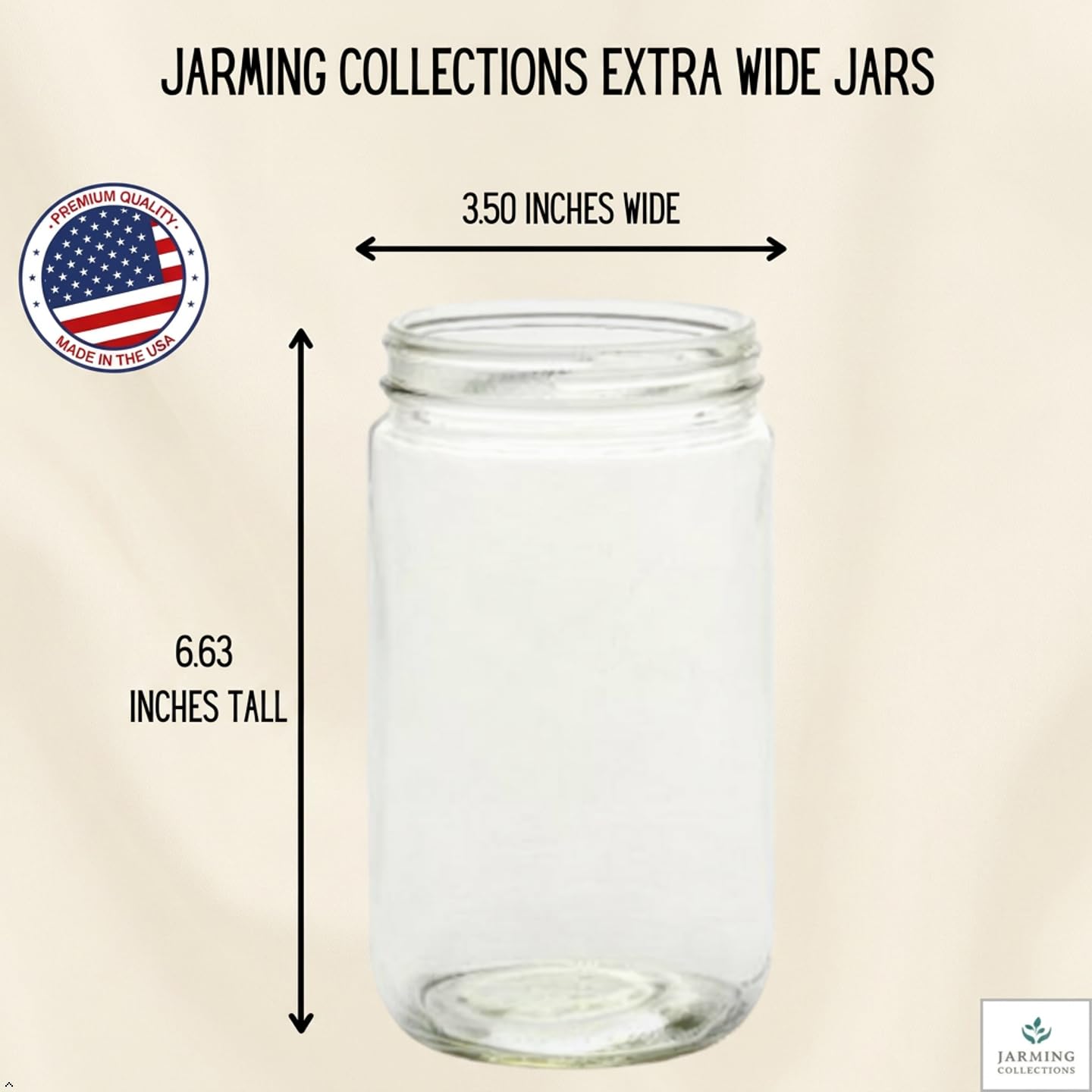 JARMING COLLECTIONS 32oz Extra Wide Mouth Glass Storage Jar with BPA-Free Plastic Lid – Quart Size Airtight Mason Jar for Kitchen, Pantry, and Food Storage (Set of 2)