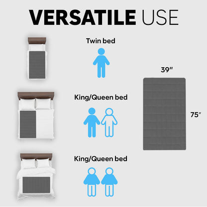 Adamson B10 Gray Bed Cooling System - Twin 75” L x 39” W - Water Bed Cooler Ideal for Hot Sleepers - 100% Cotton Mattress Cooling Bed Pad for Night Sweats - 5-Year Assurance