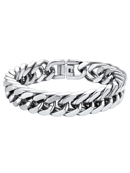 Stainless Steel Curb Chain Bracelet for Men 12mm 21cm Curb Bracelet Man Bangle Xmas Gift