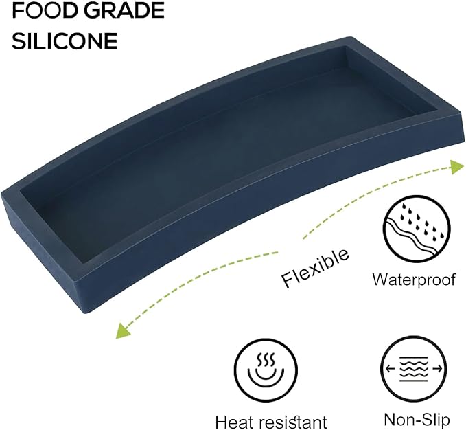 Bathroom Tray, Small Vanity Tray Silicone Soap Dish Sponge Holder Kitchen Sink
