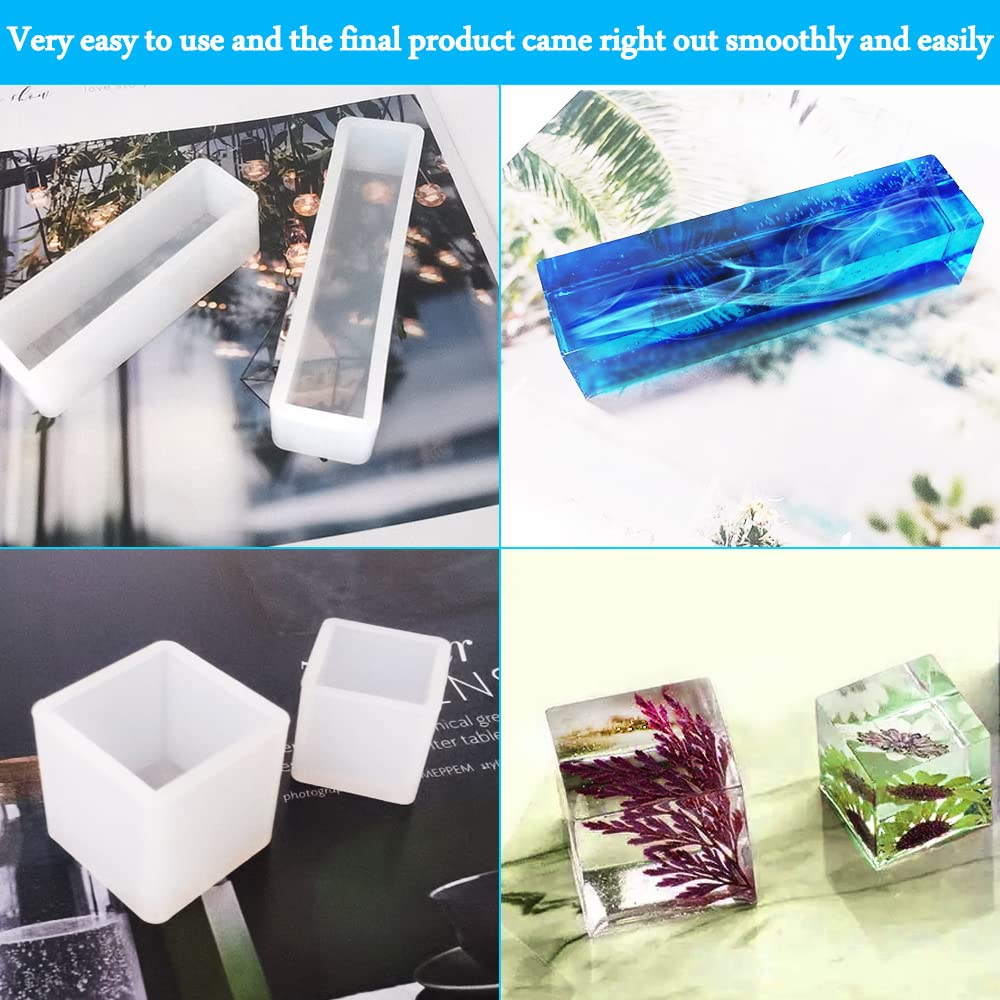 11 Pcs Resin Molds, FineGood Square Silicone Molds for Epoxy Resin Ball Epoxy Resin Molds DIY Cube Box Resin Casting Molds for Jewelry Soap Dried Flower Specimen