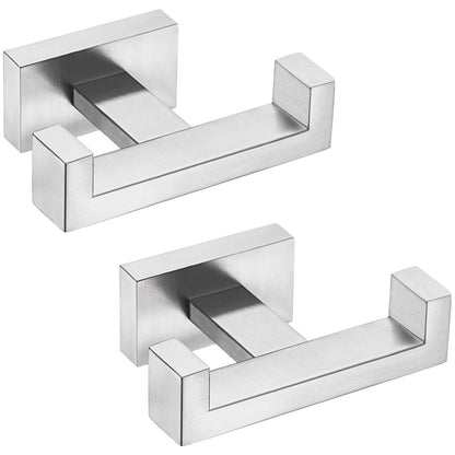 Angle Simple Bathroom Double Hook 2 PCS, SUS304 Stainless Steel Hand Towel Holder, Bath Towel Hanger, Modern Robe Hook for Wall, Brushed Nickel