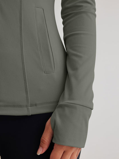 Trendy Queen Womens Lightweight Zip Up Jackets Mock Turtleneck Fall Hoodies Fitted 2025 Athletic Workout Clothes with Pockets ArmyGreen M