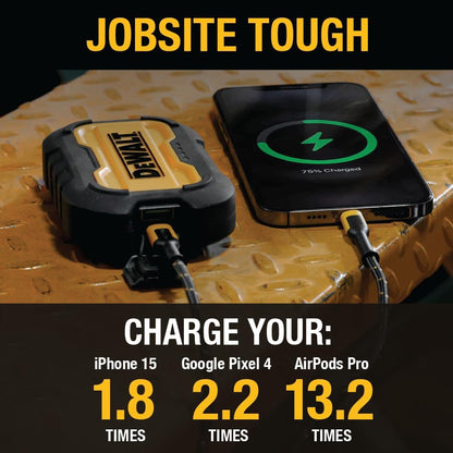 DEWALT Heavy Duty Portable Charger, Power Bank, 10,000 mAh Battery Pack with USB-C Port for iPhone 16/16 Plus/16 Pro/16 Pro Max, iPhone 15/14/13, Samsung Galaxy