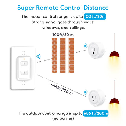 LoraTap 656ft Wireless Wall-Switch: Remote Control Outlet 3 Pack — Lights & Small Appliances — No Wiring —1 Remote for 3 Plugs