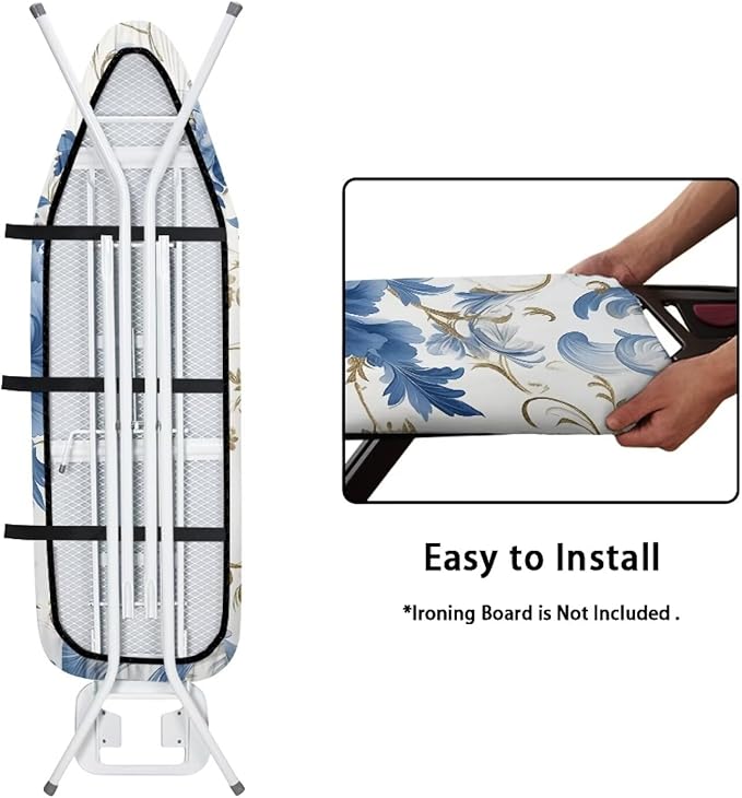 Blue Flowers Ironing Board Cover Thick Soft Ironing Board Protector