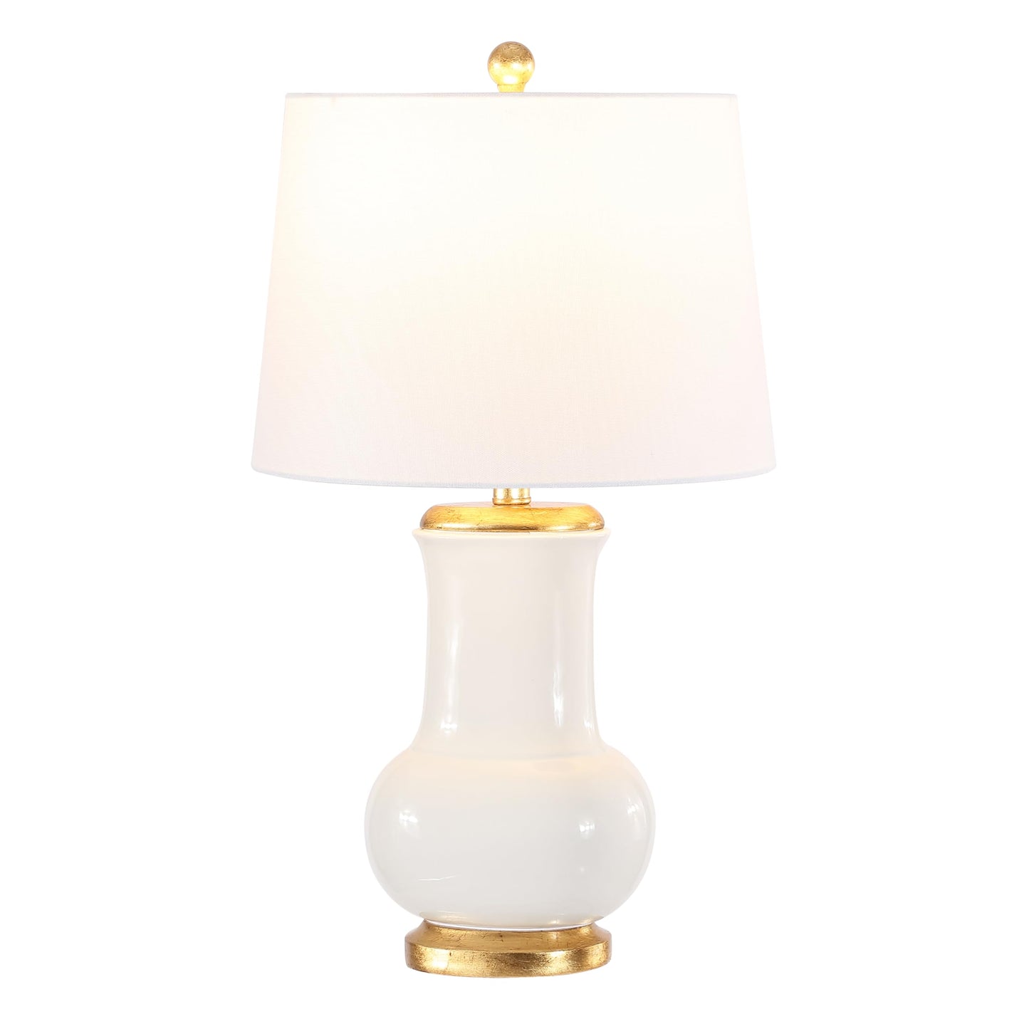 SAFAVIEH Lighting - Emberson 25-Inch Ceramic Table Lamp - Ivory & Gold - Contemporary Sculpted Body Design - Ideal for Living Room, Bedroom - LED Bulb Included (TBL4414A)