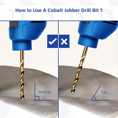 Rennie Tools - Box of 10 x 4mm HSS Gold Cobalt Jobber Drill Bit Set For Stainless Steel, Hard Metals, Aluminium, Cast Iron, Copper. Twist Drill Bit Sets Supplied In A Box. 4mm Drill Bit Set