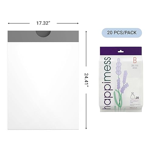 happimess 5.3 Gallon Drawstring Trash Bags, Lavender Scent, Heavy Duty MDPE
