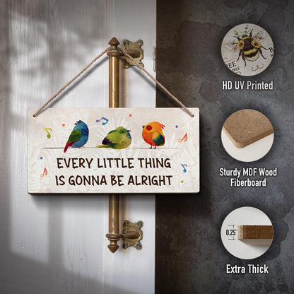 YZEXEZY Every Little Thing Is Gonna Be Alright Sign 6"x12" Home Office Wall Decor Cute Birds With Uplifting Messages-Inspirational Gifts for Women Friends