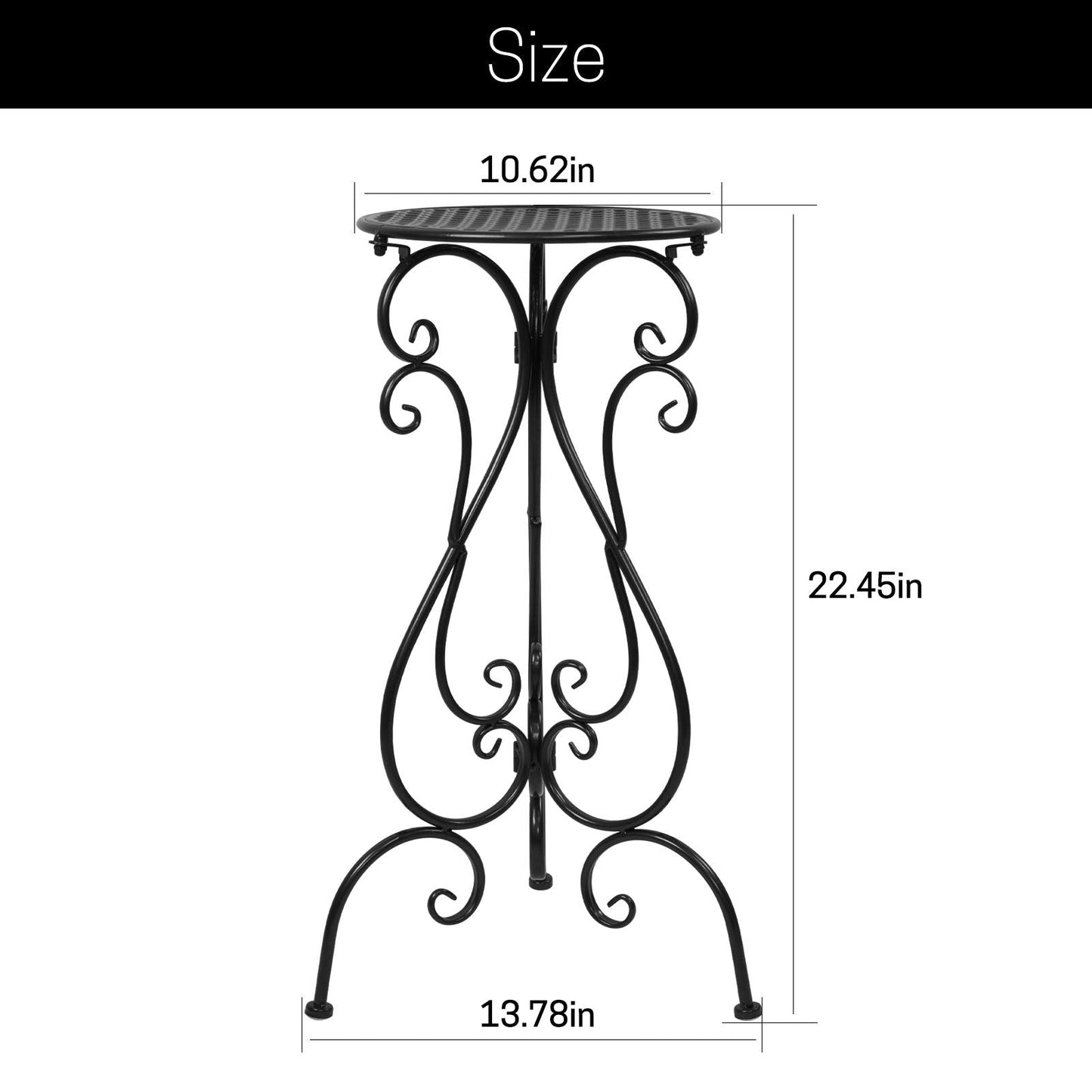 NAKUPE Metal Plant Stands Indoor Outdoor, Heavy Duty Flower Pot stand 22.5 inch Tall, Planter Pedestal Holder Rack for Patio Garden Porch Corner House Deck, 2 Pack(Black)