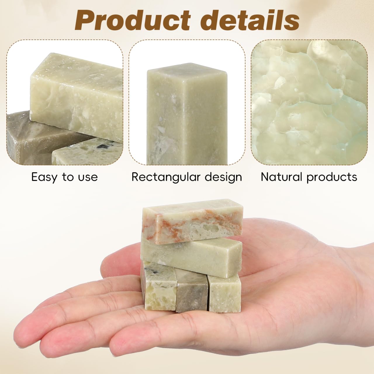 5Pcs Stone Seal Tool Engraved Seal Material for Calligraphy and Crafts for Carving and Decorative Art