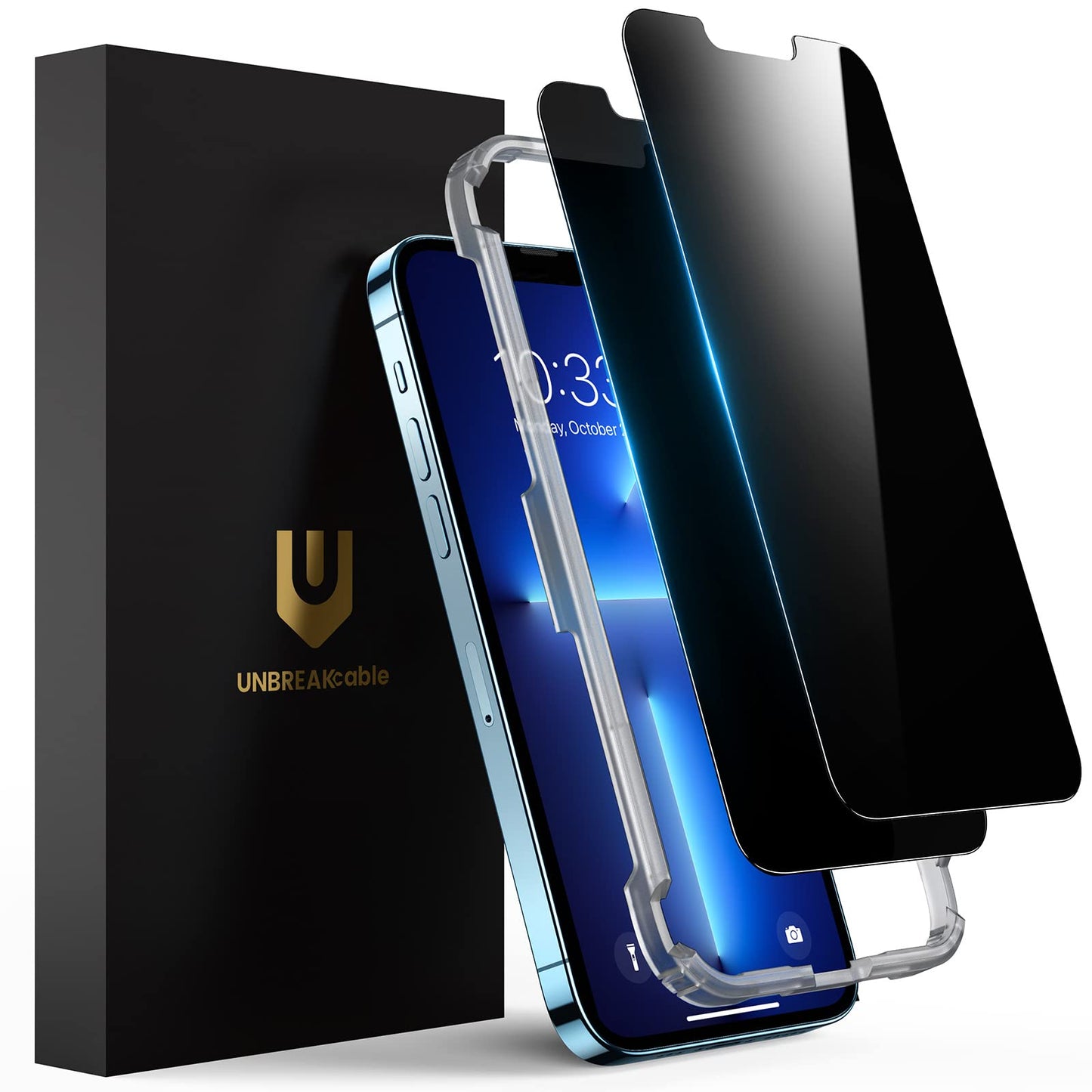 UNBREAKcable Privacy Screen Protector for iPhone 14/ iPhone 13/13 Pro, Tempered Glass [True 28°Anti Spy] [9H Hardness] [Case Friendly] Private Protector for iPhone 6.1" - 2 Pack