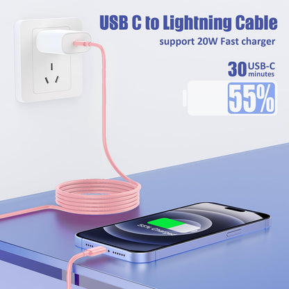 4Pack USB C to Lightning Cable 6FT, Fast Charging Cord for iPhone 14, Replacement for Apple Original Charger Cable for iPhone 14 13 12 11 Pro 11 XS MAX XR 8 7 6s Plus