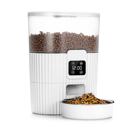 HOOFUN Automatic Cat Feeder, 3.5L Cat Food Dispenser Auto with Programmable Timer Control 1-6 Meals per Day, Dual Power Supply Pet Feeder for Cats Dogs with Safety Lock Lid & Stainless Steel Bowl