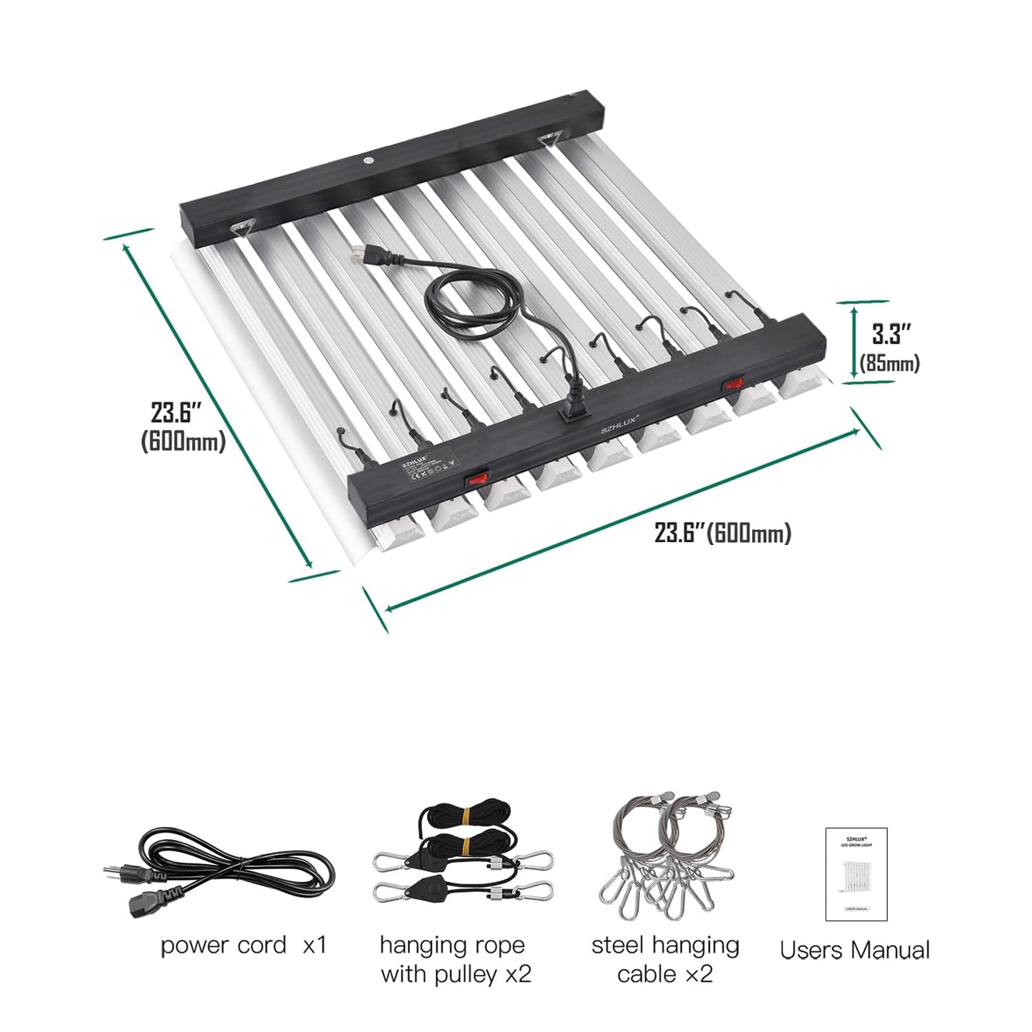 SZHLUX 400W LED Grow Light 4×4ft Coverage with Double Switches, Full Spectrum Grow Light for Indoor Plants, Sunlight Plant Light 864 LEDs for Hydroponic Seedling Veg and Bloom Greenhouse