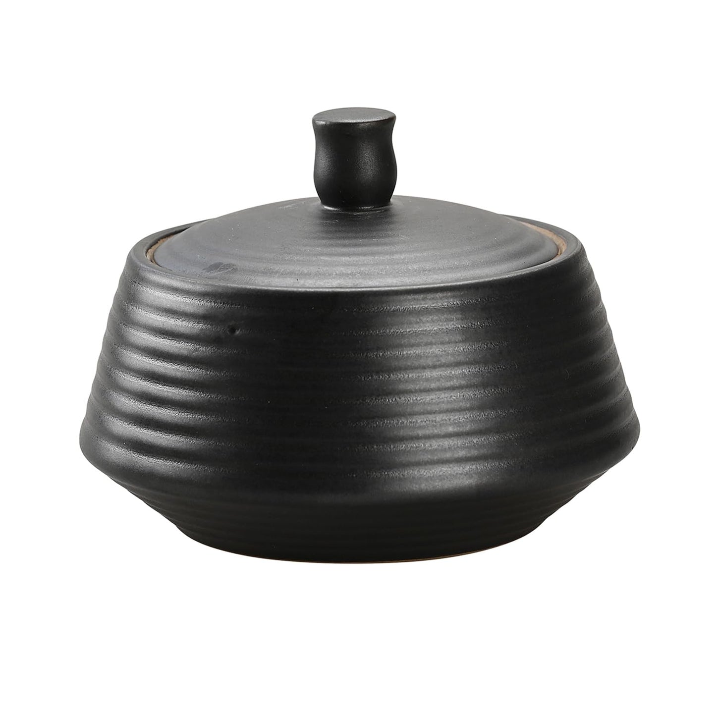 NCQIXIAO Retro Kitchen Canisters Ceramic Food Storage Jar Roud Shape with Silicone Airtight Lid for Tea, Coffee, Nuts, Herb, Spice, Sugar (Low Black)