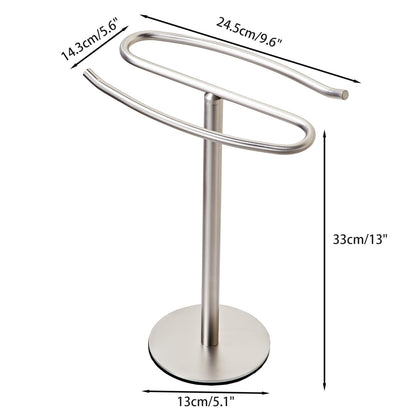 Brushed Nickel Hand Towel Holder Stand,13 Inch Free-Standing Towel Rack, SUS304 Stainless Steel Towel Bar Rack Stand, Tower Bar for Bathroom Kitchen Vanity Countertop…