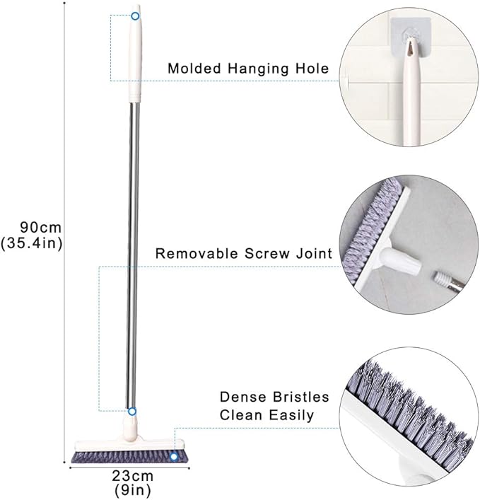 Affogato Floor Scrub Brush Bathroom Long Handle Bathtub Push Broom Shower Tile
