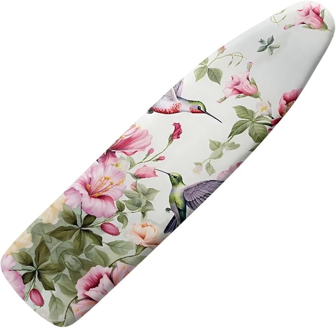 Hummingbird Floral Ironing Board Cover Standard Size 15x54, Thick Padding