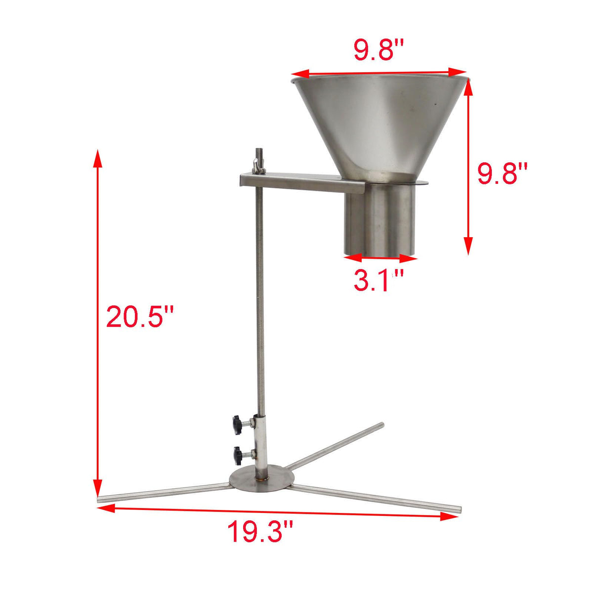 INTBUYING Stainless Steel Feeding Hopper Funnel with Stand Food Grade Kitchen Funnel Hopper for Powder Paste Liquid and Granule Manual Filling 8 cm