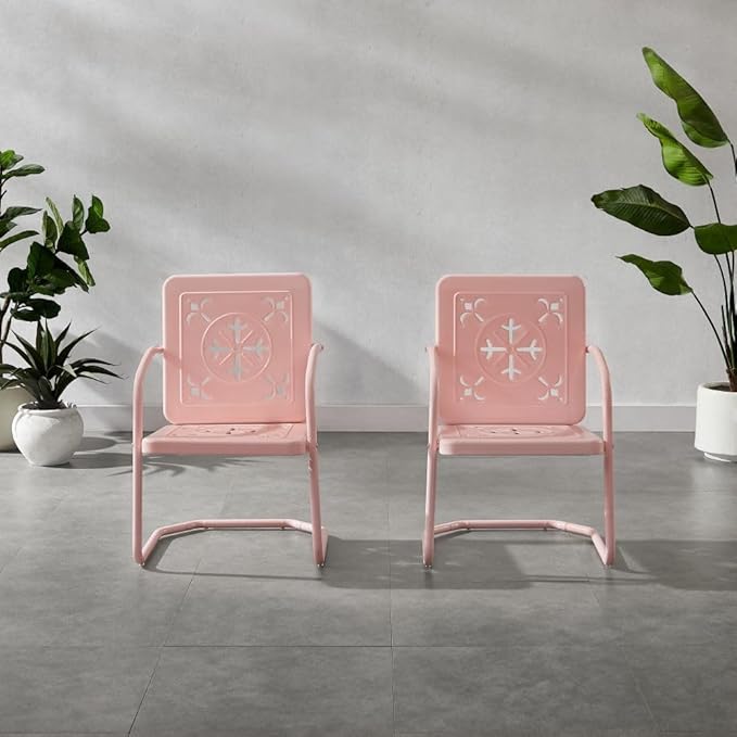 Crosley Furniture Azalea 2-Piece Outdoor Chair Set, Vintage Retro Metal Patio