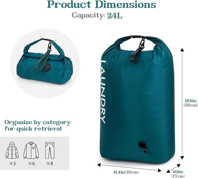 Travel Laundry Bag, Vacuum Compression Dirty Clothes Travel Bag, Waterproof
