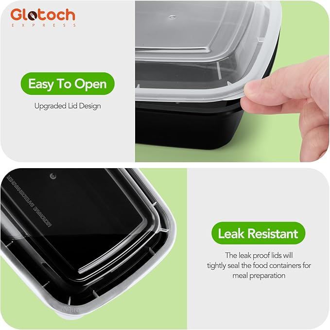 Glotoch 28oz Meal Prep Containers, 10 Pack Reusable Food Storage Containers