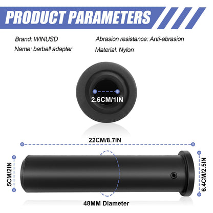 WINUSD 2Pcs Nylon Olympic Adapter Sleeve 8- Converts 1" Standard Weight Plate Posts to 2- Olympic Weight Plate PostsIncludes Removable end Cap and Allen Key