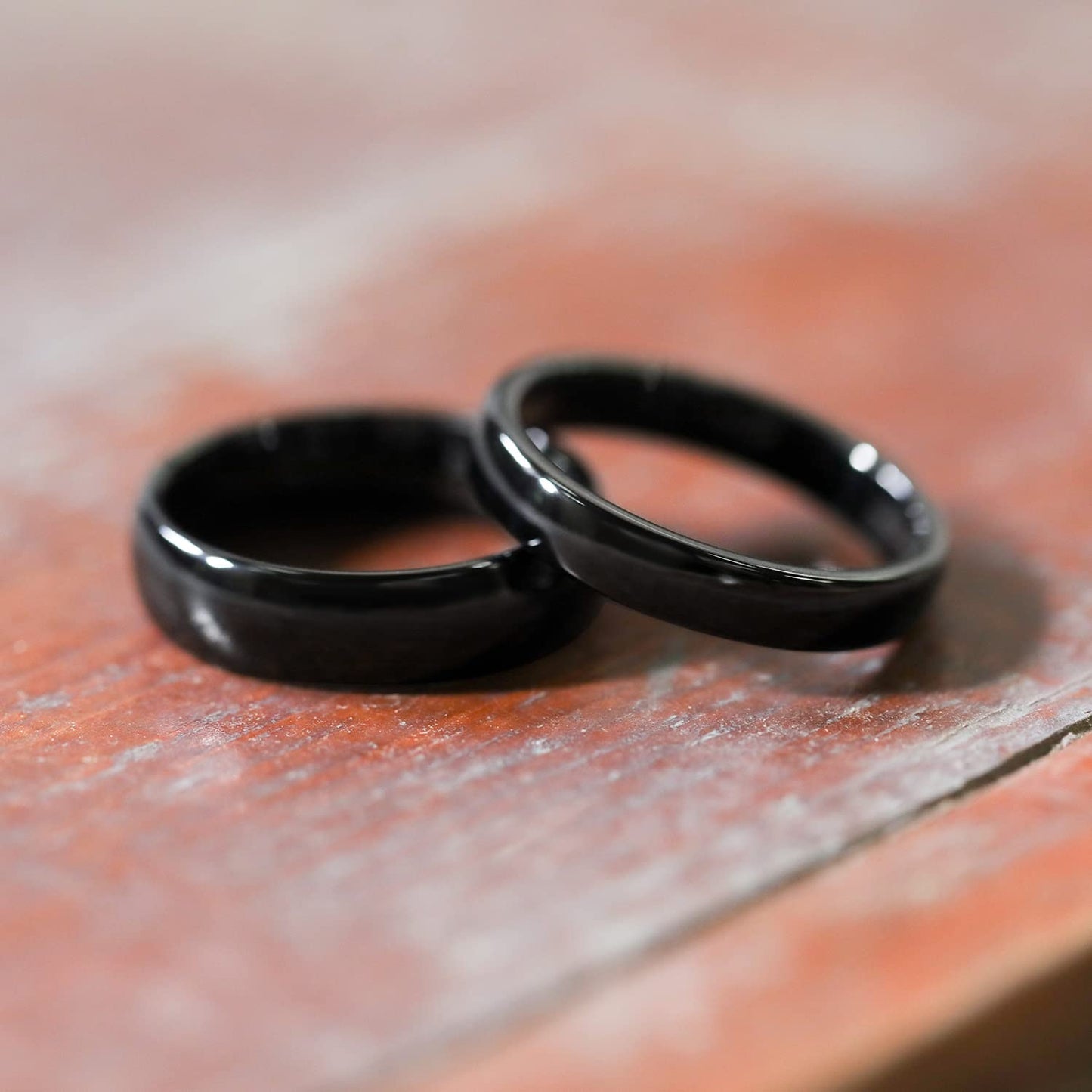Greenpod 6mm Tungsten Carbide Rings for Men Women Dome Polished Classic Black Wedding Band Size 6