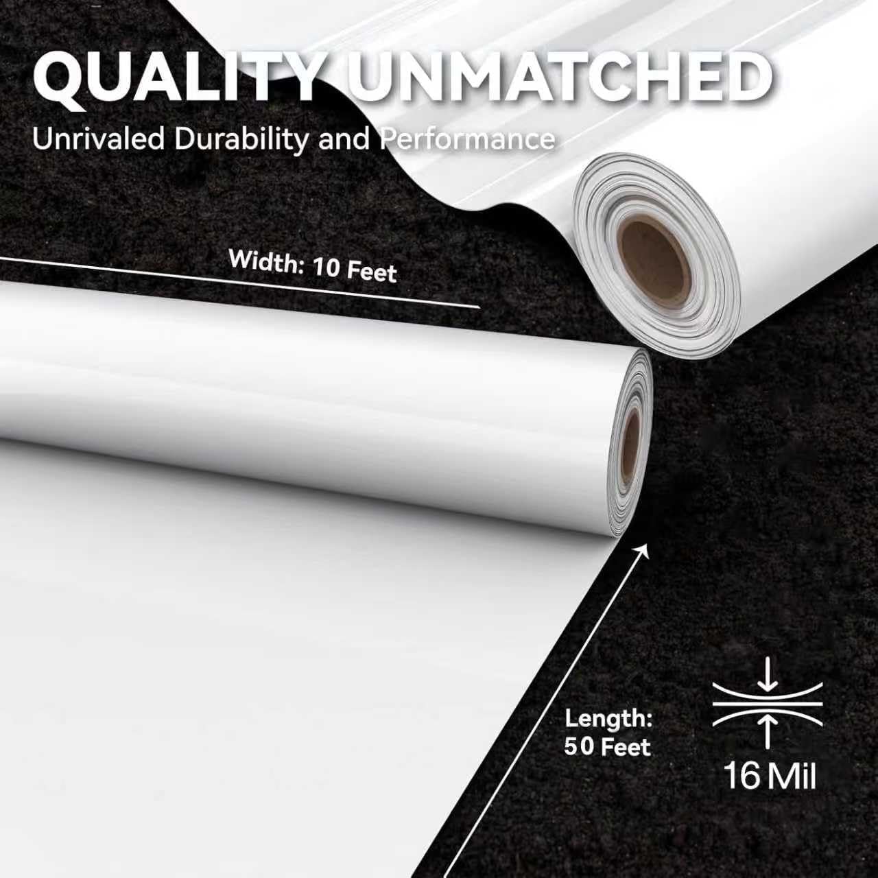Crawl Space Vapor Barrier, 16 Mil 10'x50', White Plastic Sheeting - Thick Plastic Sheeting, Heavy Duty Polyethylene Film, Drop Cloth Vapor Barrier Covering for Crawl Space, Basement