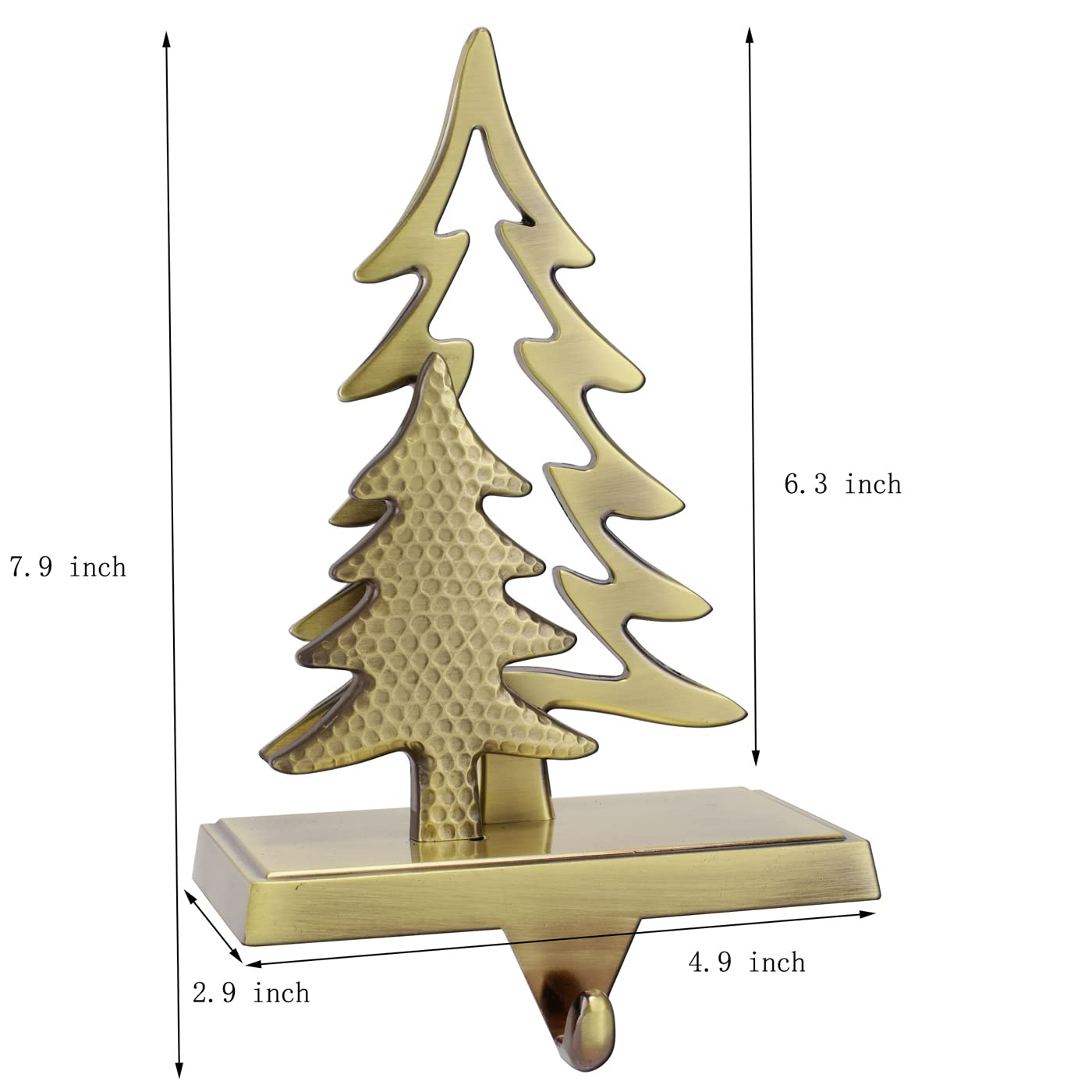 WeddPtyFr Christmas Stocking Holders for Mantle Set of 2 Christmas Stocking Hangers for Fireplace Anti-Slip Mantel Hanger Hooks for Stocking Hanging Ornament Firepiece Xmas Decor (Tree and Reindeer)