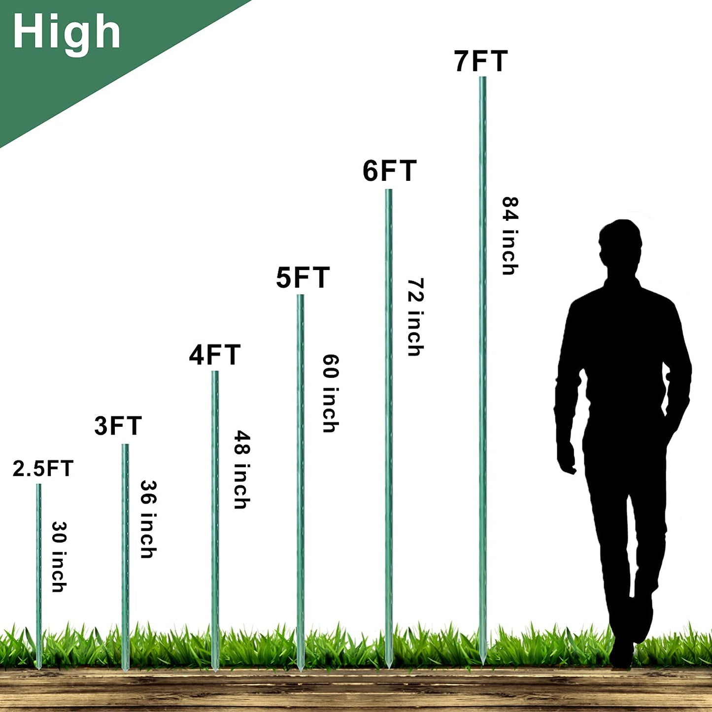 WAENLIR Garden Stakes 72 inch 6ft Sturdy Tomato Stakes, Plant Stakes for Outdoor Plants, Metal Plant Support Sticks for Gardening, Pack of 25
