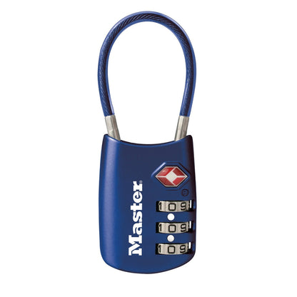 Master Lock 4689T TSA Approved Keyed Lock, 2 Pack, Colors May Vary & 4688D Set Your Own Combination TSA Approved Luggage Lock, 1 Pack, Blue