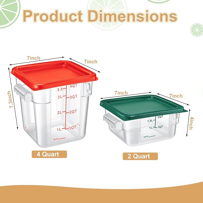 Barydat 4 Pcs Square Food Storage Containers