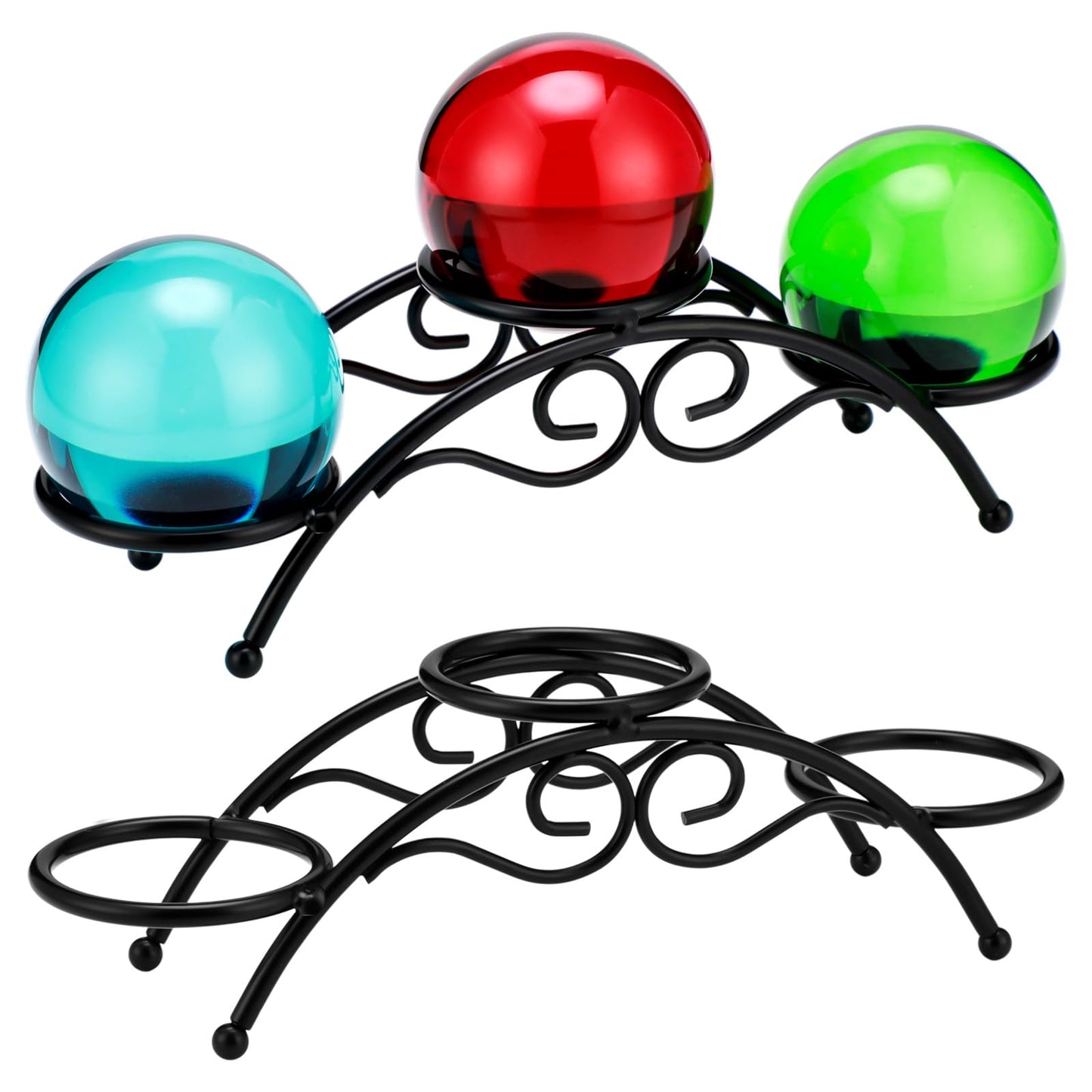 Frienda 2 Pcs Sphere Holder Crystal Stands for Display Eggs Display Stand Ball Holders Metal Sturdy Iron Multi-sphere Crystal Ball Sphere Globe Office Home Decor Ornament (7 Inch,Black)