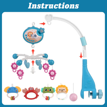 Amybenton Cot Mobile for Baby with Music and Projection - Mobile for Crib with Timing Function - Hanging Mobile for Babies- Gift for Newborn 0-12 Months