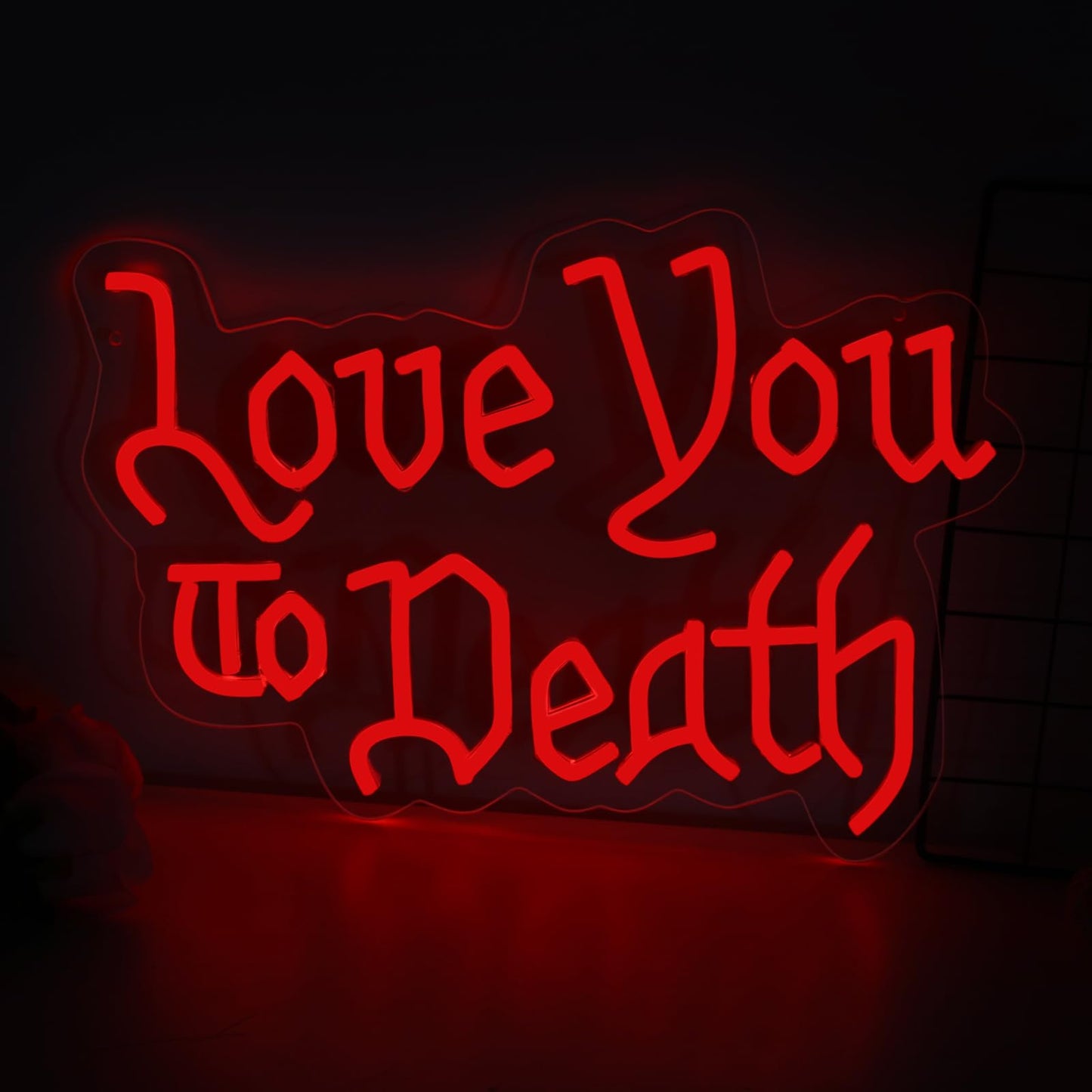 Love You to Death Neon Sign, Goth Lover Gift, 5-Level Dimmable Wedding LED Sign for Wall Decor, Witch Decor, Gifts for Goth Lovers, Goth Room Decor, Dark Art Decor, Gothic Wedding Sign