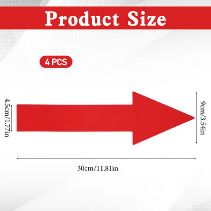 4 Pcs Arrow Sticker 12 x 4 Inch/ 300 x 90 mm Arrow Sign Stickers Red PVC Waterproof Self-Adhesive Directional Arrows Wall Marking Arrows Signs Removable Directional Floor Decal Stickers