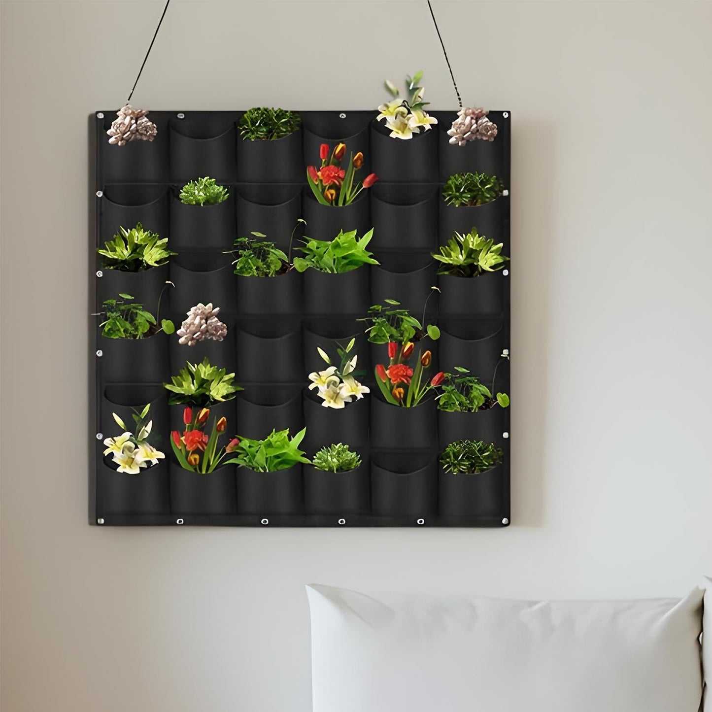 Living Wall Planter,36 Pockets Felt Vertical Greening Flower Container - Hangable Flower Grow Bag,for Vegetable Tomato Yard Outdoor Indoor Fence Home Balcony