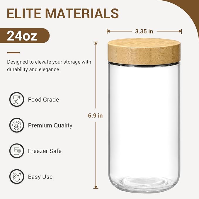 NETANY 4-pack 24oz Glass jars
