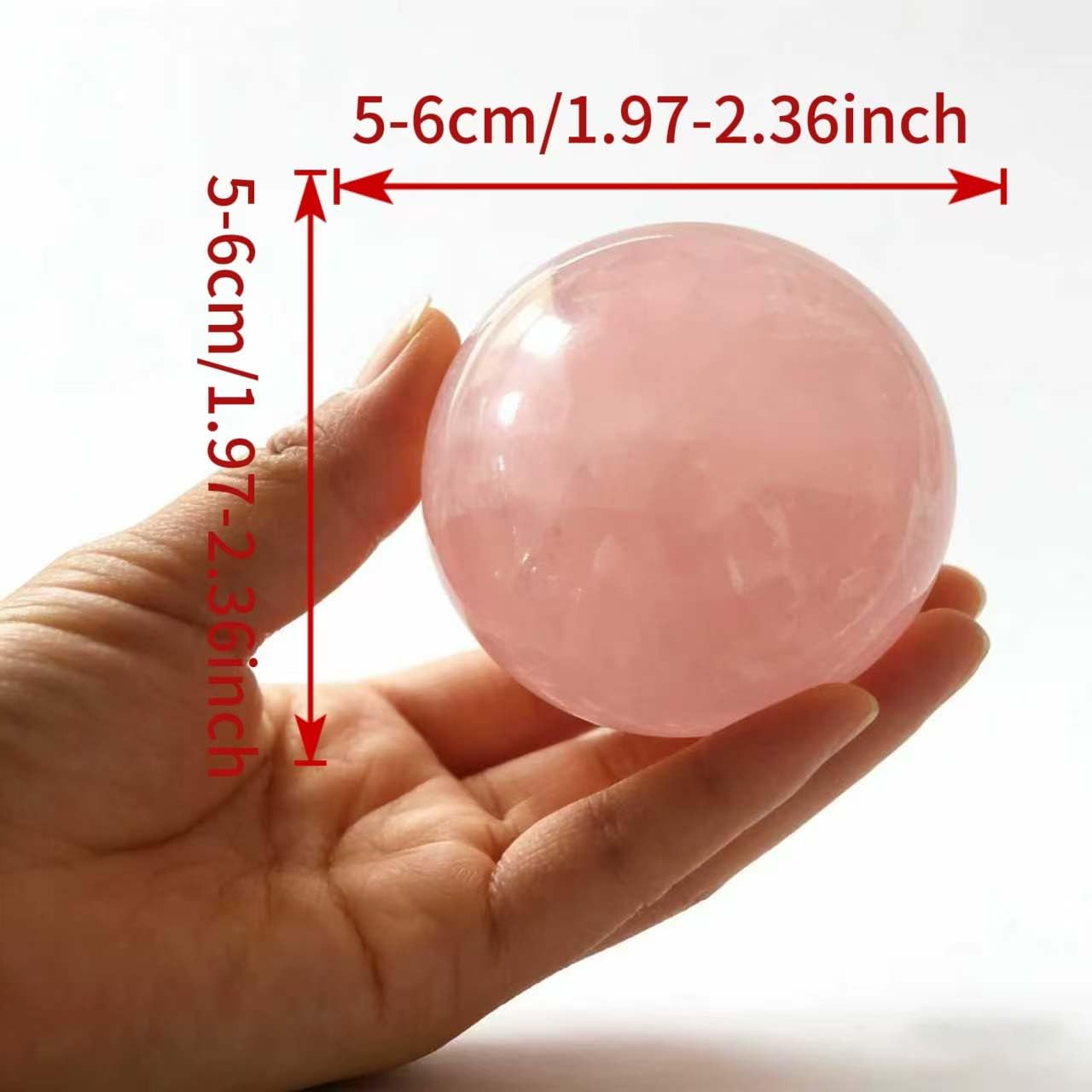 AierCrystal Natural Stone Crystal Sphere Feng Shui Home Decoration Ball Positive Energy Scrying Orb for Meditation Tool for Spiritual Space Purification Globe Diameter 5-6cm Pink Crystal Sphere