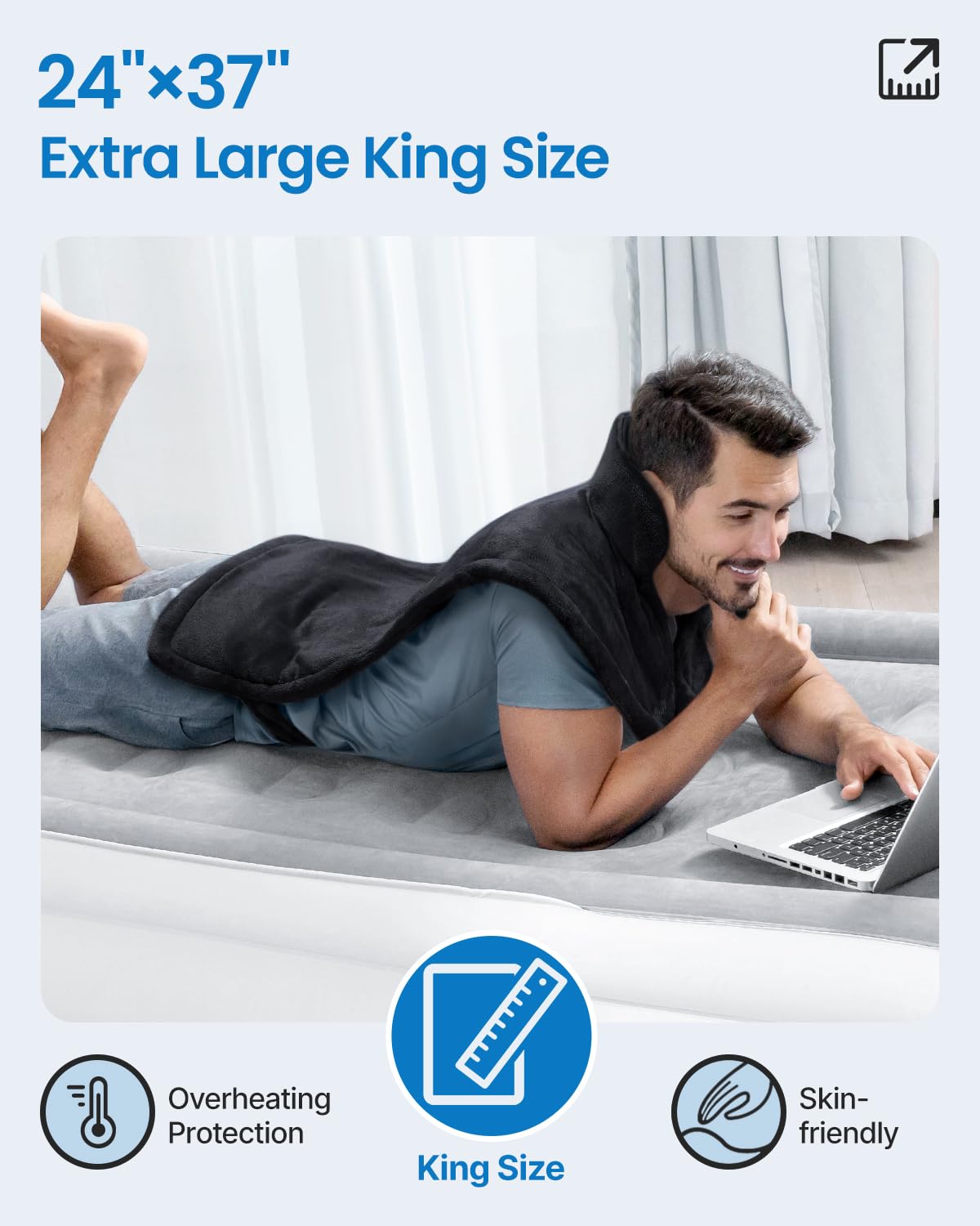 RENPHO Electric Heating Pad for Back Pain Relief, Birthday Christmas Gifts for Women Men Mom Dad Elderly, FSA Eligible Items Only List, Large Heat Pad for Neck Shoulders, 24"x33", ETL Certified, Gray