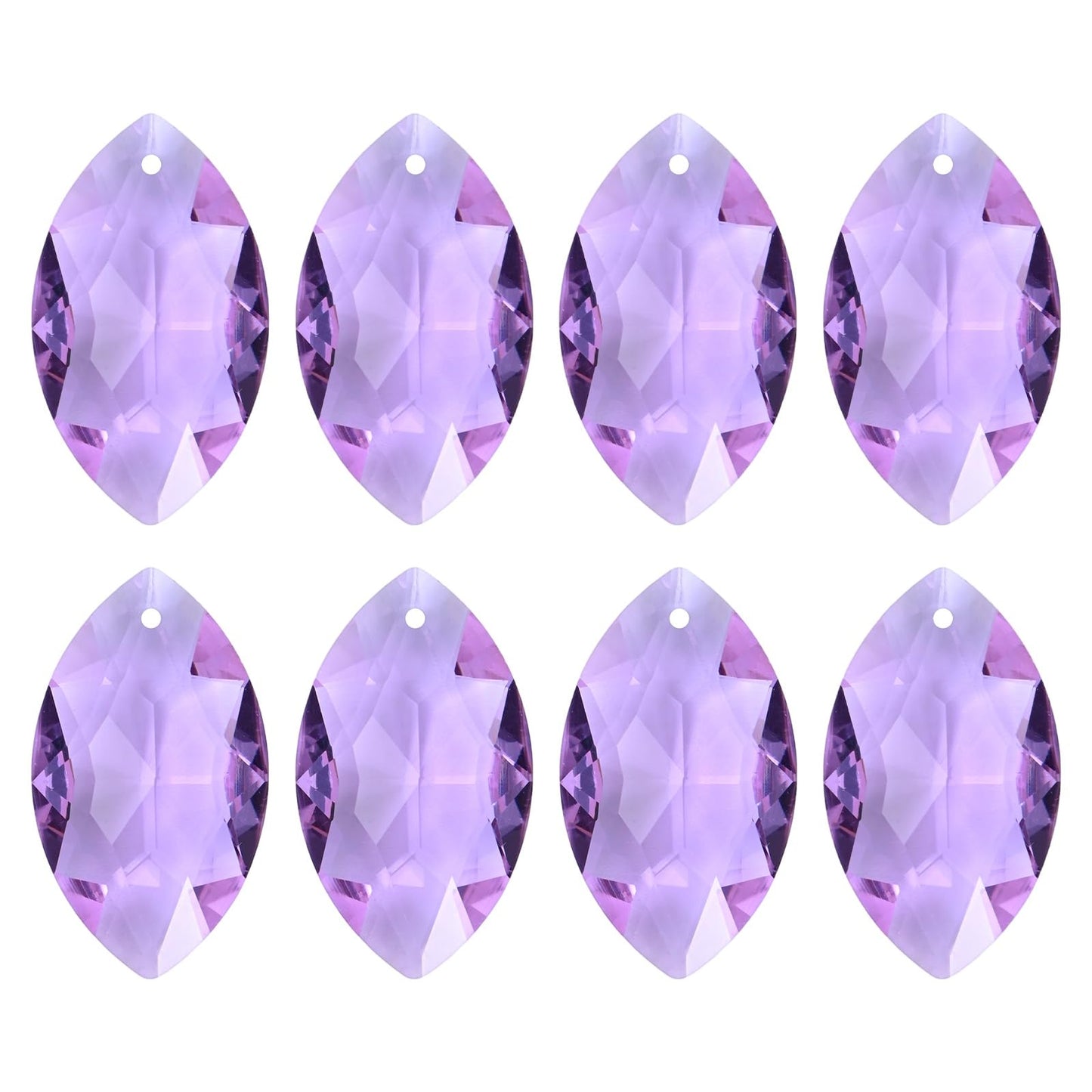M METERXITY 8-Pack Crystal Horse Eye Prisms, 38mm/1.5 Inch Chandelier Pendant Maker Hanging Crystals Chandelier Prisms for Home/Windows/Garden/DIY Decoration[Purple]