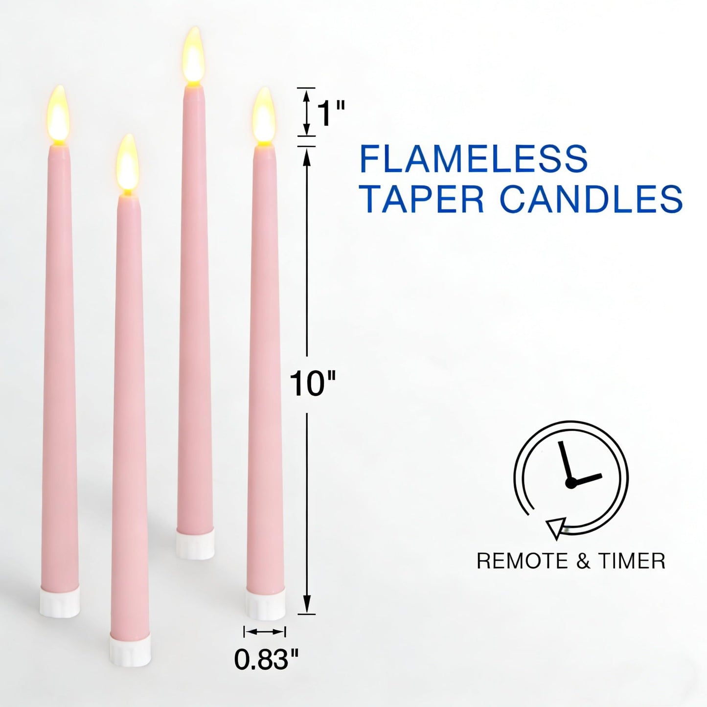 Ni-JASW Pink Flameless Taper Candles with Remote, Flickering Battery LED Candlesticks Spring Home Decor Set of 6