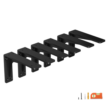 NEODROP 6 Inch Heavy Duty Shelf Brackets, Premium Metal Wall Bracket for Mantel, Countertop Support, Garage Storage Shelves | High Strength Corner Brace | 6-Pack Floating Shelf Hardware