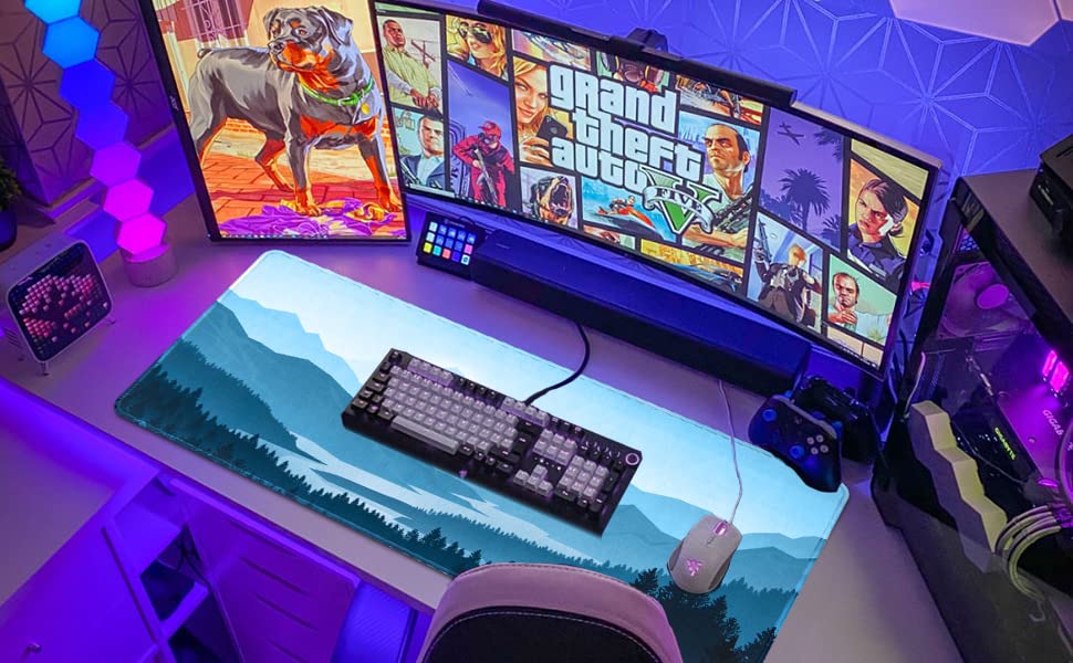 EFISH Mouse Pad (800 * 300 * 3 MM) Extended Large Mouse Mat Desk Pad, Stitched Edges Mousepad,Non-Slip Rubber Base,XL Gaming Mouse Pad for Office & Home